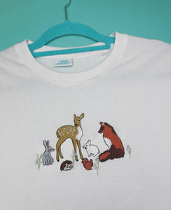 Embroidered Woodland animals T-shirt