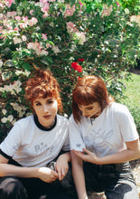 Load image into Gallery viewer, Big bee embroidered organic t-shirt with bee sleeve detail