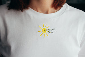 Everything will be ok slogan and embroidered sun t-shirt