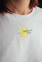 Load image into Gallery viewer, Everything will be ok slogan and embroidered sun t-shirt