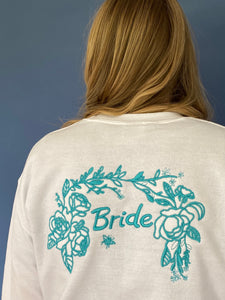 Bride floral bee back sweater with personalised forever sleeve