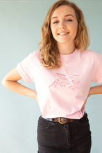 Load image into Gallery viewer, Multi dinosaur embroidered organic t-shirt,
