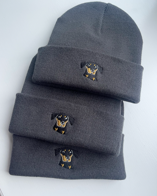 Doberman embroidered beanie