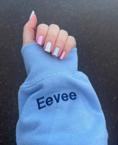 custom personalised name/pet name /  word / date sleeve addition