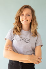Load image into Gallery viewer, Stop buggin me slogan embroidered organic t-shirt