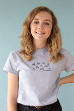 Load image into Gallery viewer, Stop buggin me slogan embroidered organic t-shirt