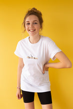 Load image into Gallery viewer, Animal colour block embroidered organic t-shirt.