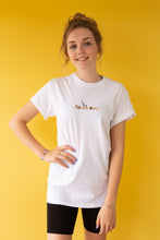 Load image into Gallery viewer, Animal colour block embroidered organic t-shirt.
