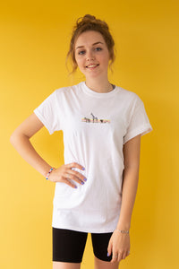 Animal colour block embroidered organic t-shirt.