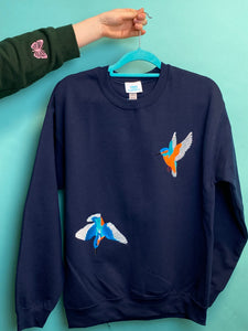 Embroidered Kingfisher sweater