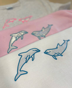 Holographic Dolphin embroidered sweater