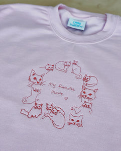 Favourite cat embroidered sweater