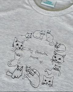 My favourite people Cat embroidery embroidered organic t-shirt.