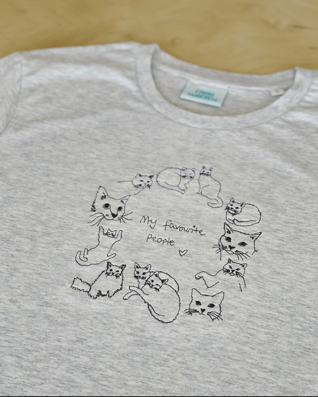 My favourite people Cat embroidery embroidered organic t-shirt.