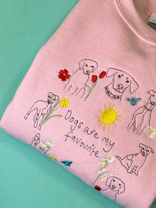Embroidered Spring Dogs are my Favourite sweater