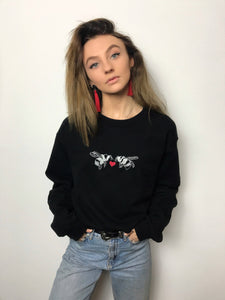 Double heart bee embroidered sweater