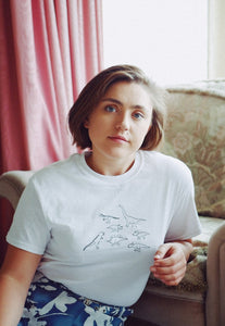 Multi dinosaur embroidered organic t-shirt,