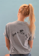 Load image into Gallery viewer, Have a nice day back embroidered slogan with daisy t-shirt