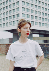 Multi dinosaur embroidered organic t-shirt,
