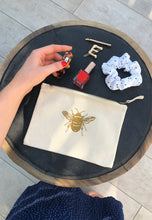 Load image into Gallery viewer, Bee embroidered accessory pouch