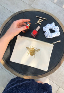 Bee embroidered accessory pouch