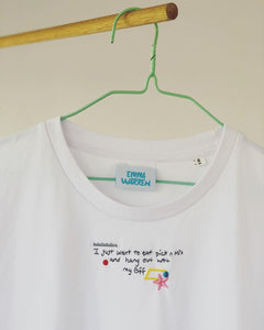 I just want to eat pick n mix with my bff embroidered slogan T-shirt
