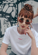 Load image into Gallery viewer, YAY slogan embroidered organic t-shirt.